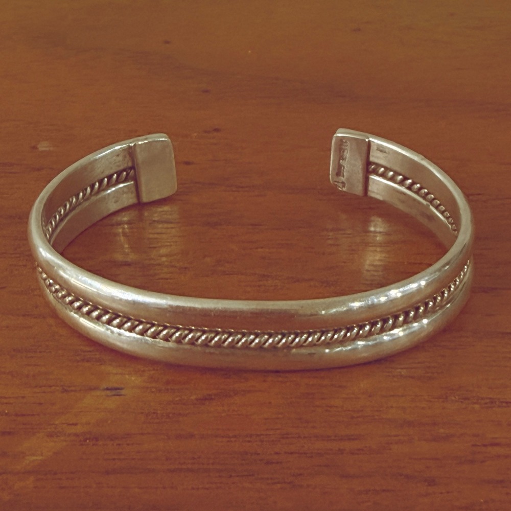 Vintage Sterling Silver Baby's Cuff Bracelet Navajo Style Marked "STERLING T"